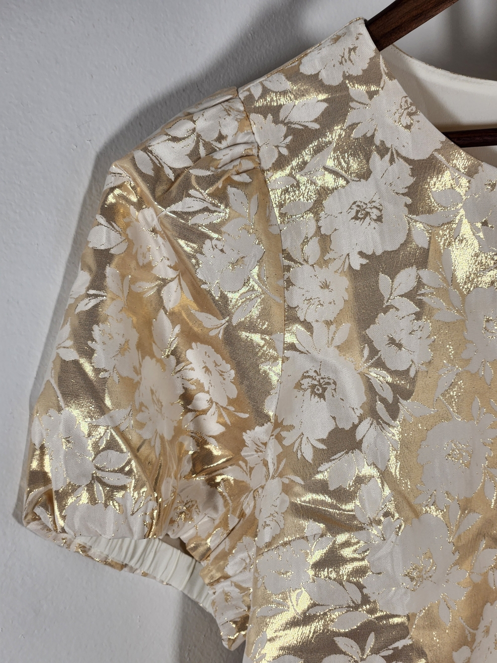 J. Crew Gold and Cream Floral Short-Sleeve Blouse - Picture 2 of 6
